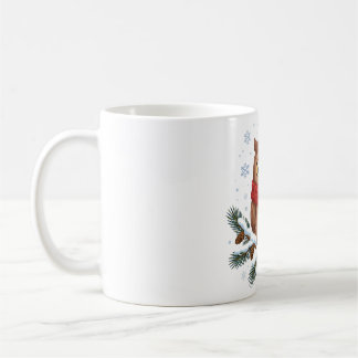 Caneca De Café Casal de Coruja de Inverno Cachecol Natal Arte Ani