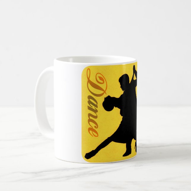 Caneca De Café Casal de dança da silhueta (Frente Esquerda)