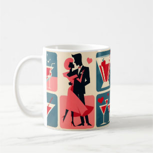 Caneca De Café Casal de dança de Namorados moderno do meio século