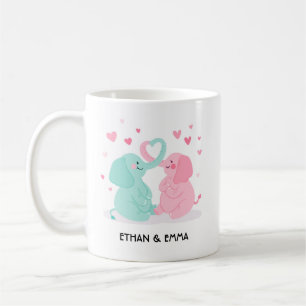 Caneca De Café Casal de Elefantes Fofos Dia dos Namorados Persona