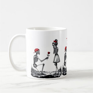 Caneca De Café Casal de Esqueletos Amor Nunca Desvanece