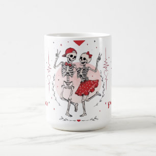 Caneca De Café Casal de Esqueletos Engraçados Apaixonados