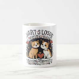 Caneca De Café Casal de Gato Bonito Mug Romântico Gatinho Amor Ca