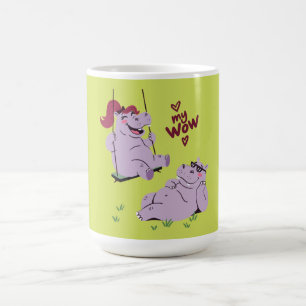 Caneca De Café Casal de hipopótamos engraçados meu wow