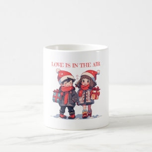 Caneca De Café Casal de Natal - O amor está no ar