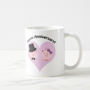Caneca De Café Casal de Porcos Feliz Aniversário