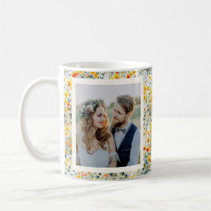 Caneca De Café Casal de Prado de Flores Silvestres Amarelo Fotos