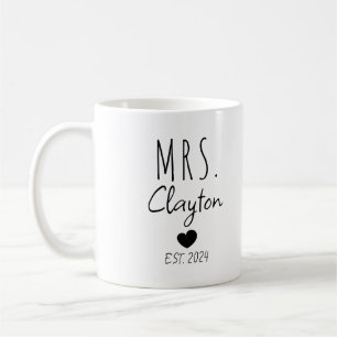 Caneca De Café Casal de Recém-Casados - Sr e Sra Personalizados