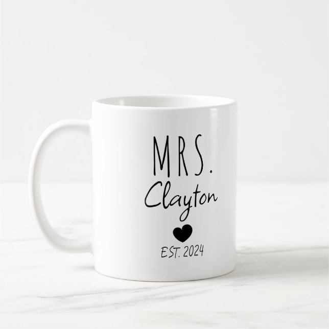 Caneca De Café Casal de Recém-Casados - Sr e Sra Personalizados (Esquerda)