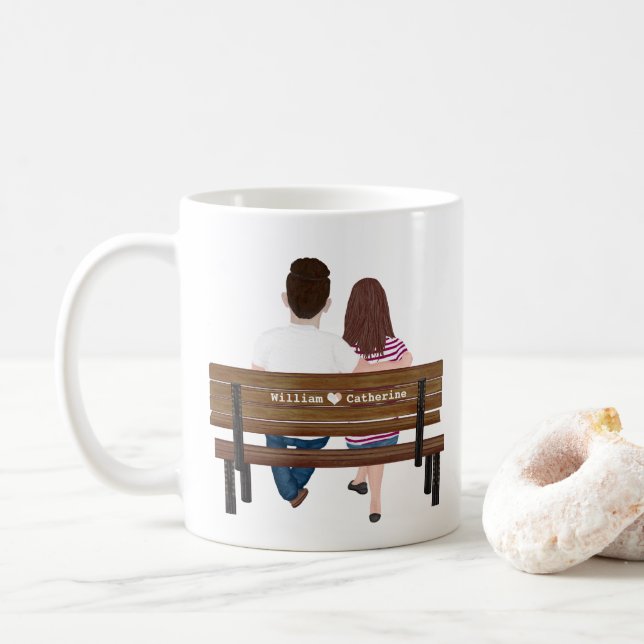 Caneca De Café Casal de retrato personalizado Você é minha pessoa (Com Donut)