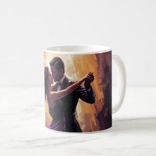 Caneca De Café Casal de Tango Romântico Desenho de Dança Elegante