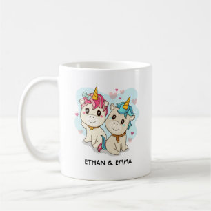 Caneca De Café Casal de Unicórnio Fofo Dia dos Namorados Personal