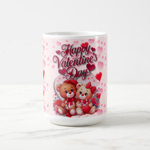 Caneca De Café Casal do Urso de Teddy feliz dia de os namorados A