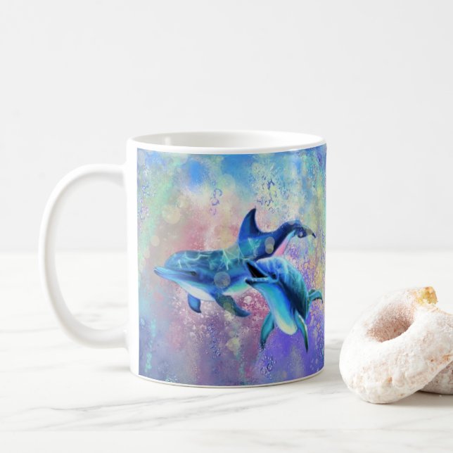 Caneca De Café Casal Dolphin Coffee Mug (Com Donut)