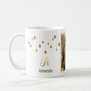 Caneca De Café Casal em Linguetas Douradas do Monograma de Amor