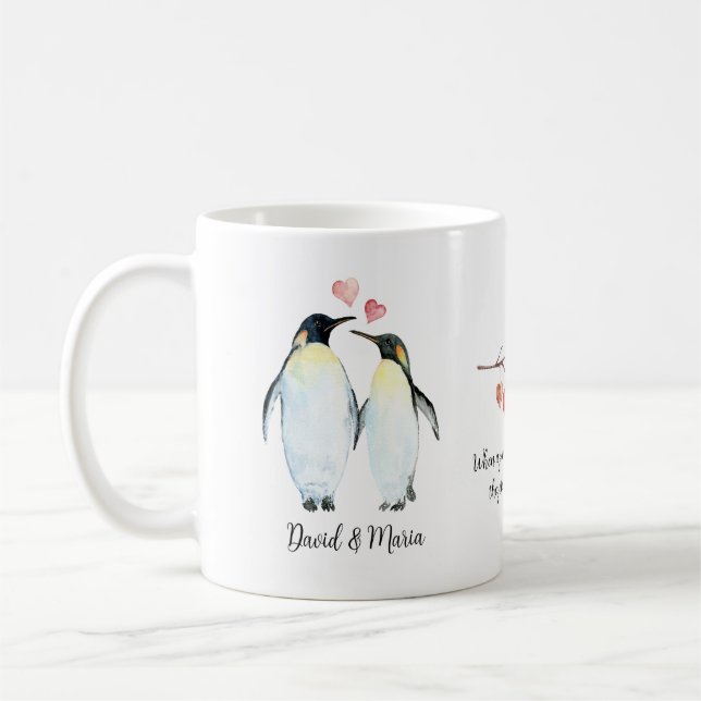 Caneca De Café Casal Imperador Penguin Apaixonado (Esquerda)
