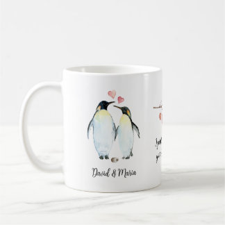 Caneca De Café Casal Imperador Penguin Apaixonado
