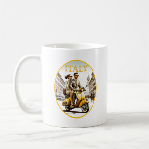 Caneca De Café Casal italiano em scooter