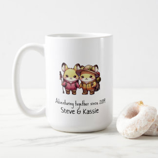 Caneca De Café Casal Kawaii Pika Cute Adventura Desde