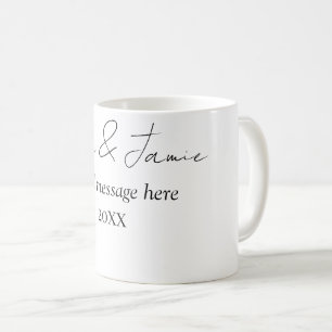 Caneca De Café casal nome data d floral abstrato amarelo verde ca