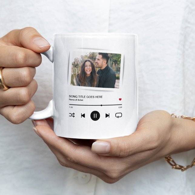 Caneca De Café Casal Personalizado de Álbum de Música Fotográfica (Criador carregado)