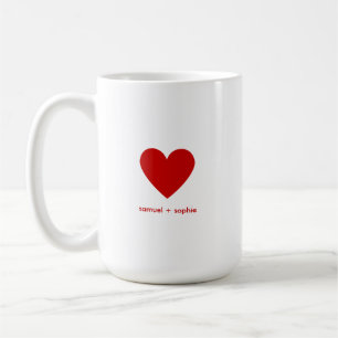Caneca De Café Casal Personalizado Moderno Coração Vermelho Minim