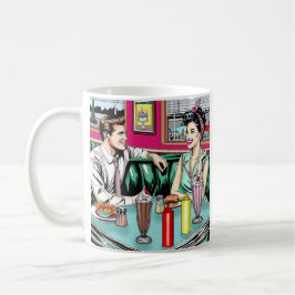 Caneca De Café Casal retrô da década de 1950 no Jantar