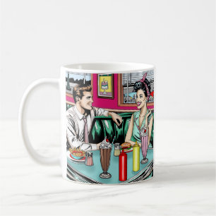 Caneca De Café Casal retrô da década de 1950 no Jantar