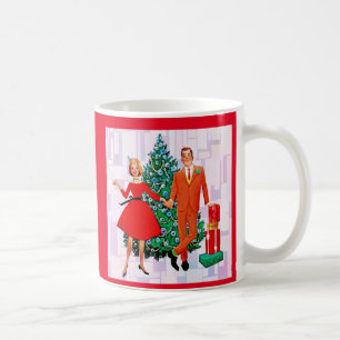 CANECA DE CAFÉ CASAL RETRO DE NATAL DE 1950