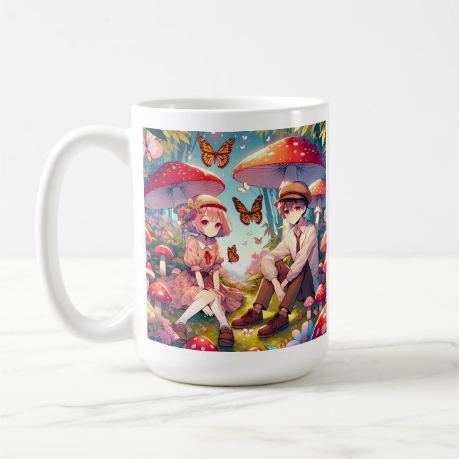 Caneca De Café Casal Romântico de Animação Personalizado (Esquerda)