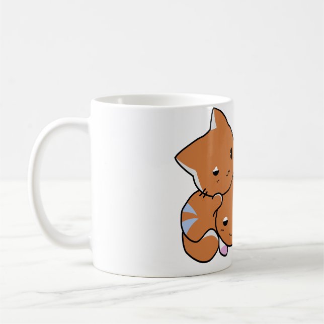 Caneca de Café Casal Romântico Gatos Kawaii Je T'a (Esquerda)