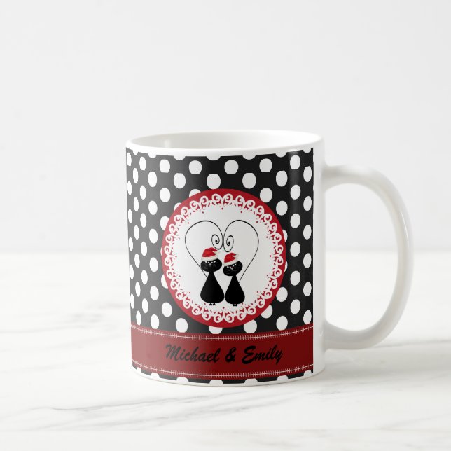 Caneca De Café Casal Whimsic engraçado de natal personalizado (Direita)