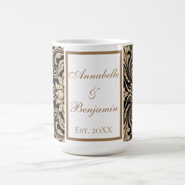 Caneca De Café Casamento brilhante e Dourado Faux (Centro)