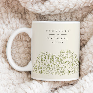 Caneca De Café Casamento com Arte de Linha do Parque Nacional de 