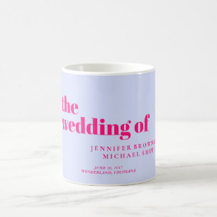 Caneca De Café Casamento com Ondulação Rosa Lilás Minimalista