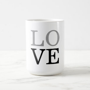 Caneca De Café Casamento de Amor com Script Negro de cinza