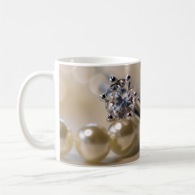 Caneca De Café Casamento de Diamond Ring e Pearls (Esquerda)