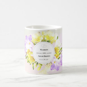 Caneca De Café Casamento de Flores de Freesia de Aquarela