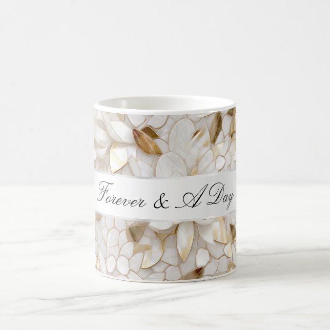 Caneca De Café Casamento de Flores de Lótus Brancas Glamour Chic  (Centro)