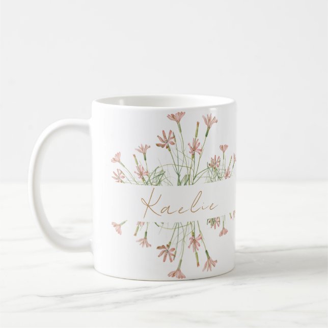 Caneca De Café Casamento de Flores Selvagens de Charme Elegante  (Esquerda)