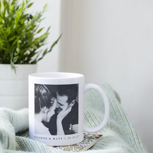 Caneca De Café Casamento de Fotografias de Casal Branco Minimalis (Criador carregado)