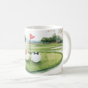 Caneca De Café Casamento de golfe com bola de noiva e noivo no gr