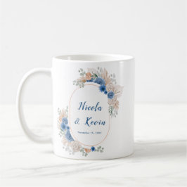 Caneca De Café Casamento de Grama de Pampas Azul Boho