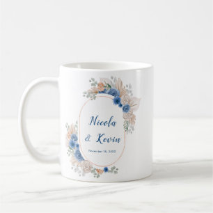 Caneca De Café Casamento de Grama de Pampas Azul Boho