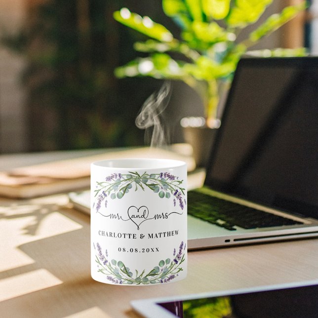 Caneca De Café Casamento de lavanda da Sra. recém-weds (Criador carregado)