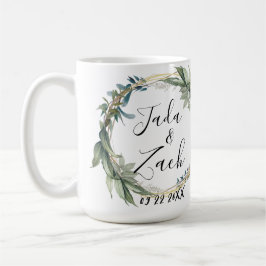 Caneca De Café Casamento de Leafy Botanical Personalizado