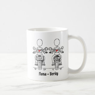 Caneca De Café Casamento de motocicleta de duas noivas personaliz