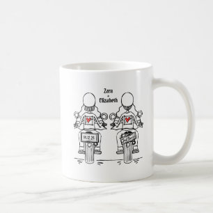 Caneca De Café Casamento de motocicleta de duas noivas personaliz