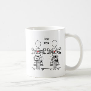 Caneca De Café Casamento de motocicleta de duas noivas personaliz