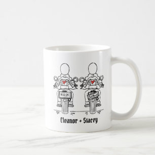 Caneca De Café Casamento de motocicleta de duas noivas personaliz